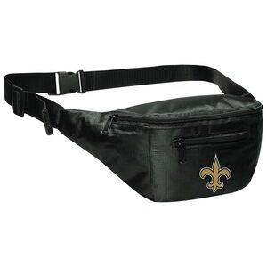 Black & Gold NOLA Saints Fleur De Lis Adjustable 3 Zipper Pocket Belt Bag!